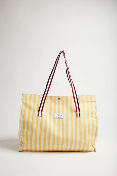 Elegante Designer Strandtasche | gelb weiss gestreift - 1789 CALA
