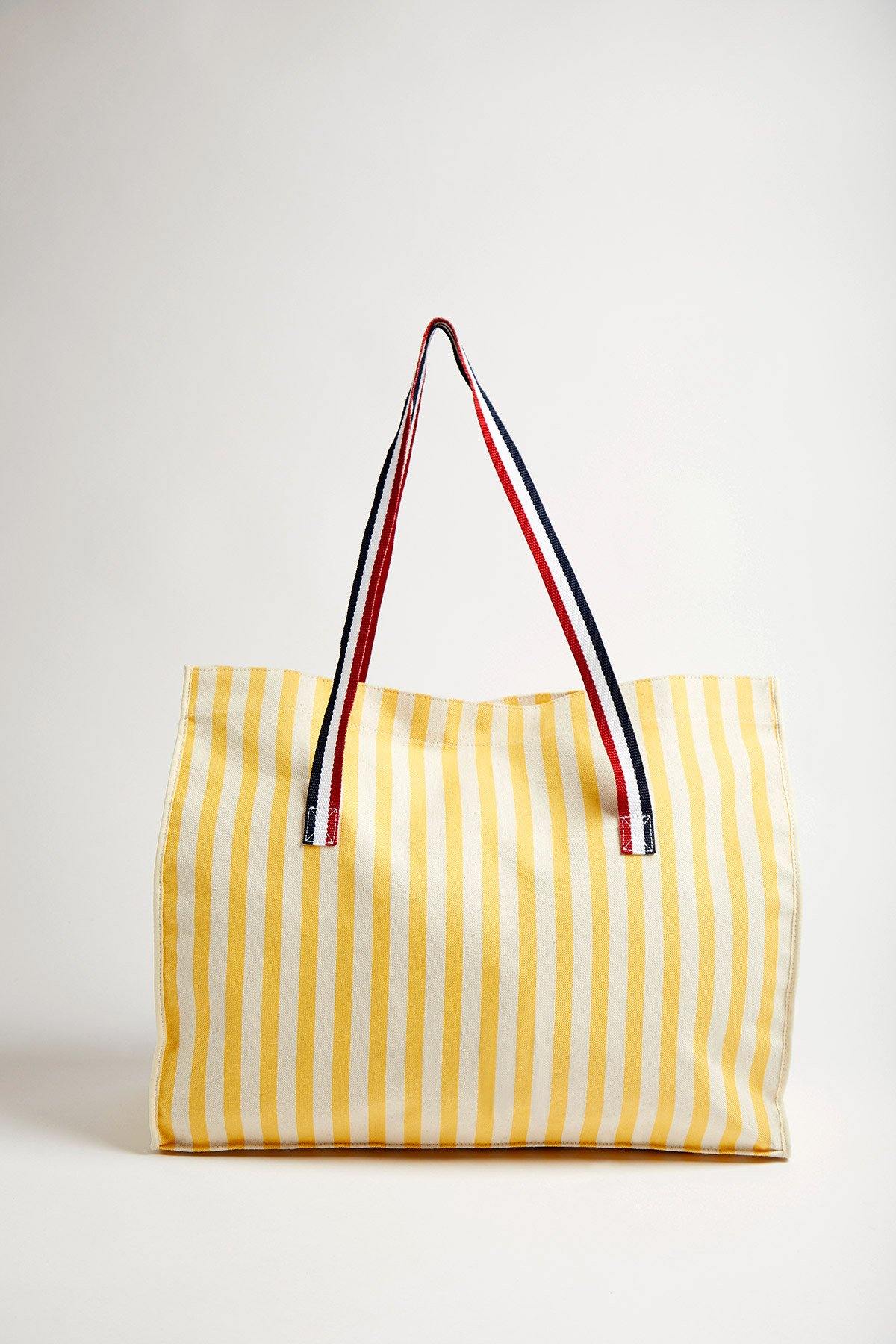 Elegante Designer Strandtasche | gelb weiss gestreift - 1789 CALA