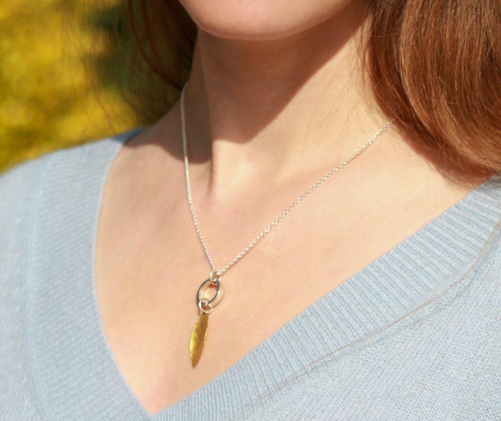 Elegant silver necklace with gold-plated pendant - Emma Mogridge