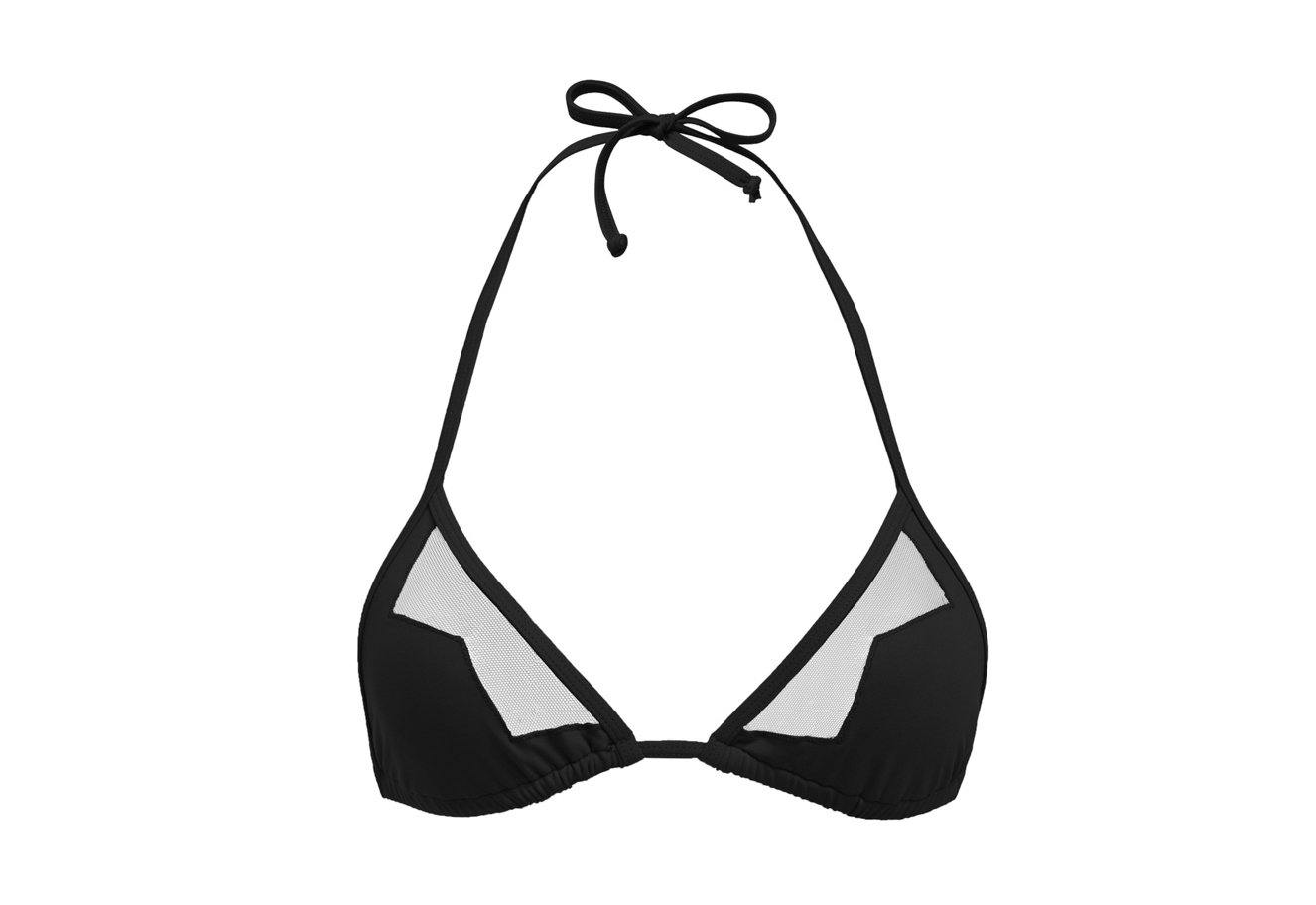 Triangel bikini top in classic black with sheer tulle | L'Edone Iris