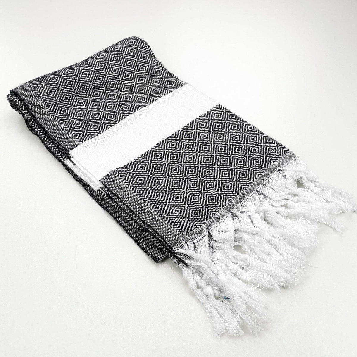 Beach Towel | Fouta | Hamam Towel | diamond weave - black brown grey